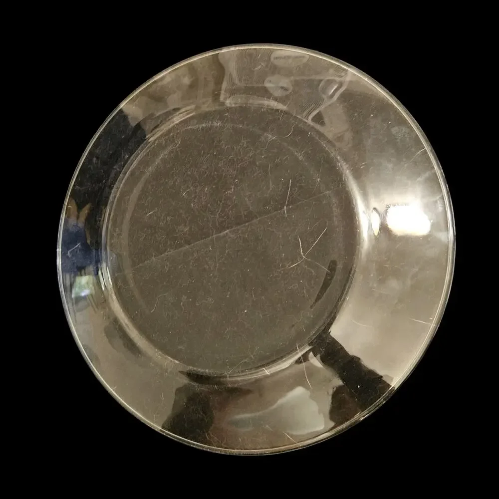 Vintage Clear Glass Dinner Plates Set of 2 Textured Center 10.25